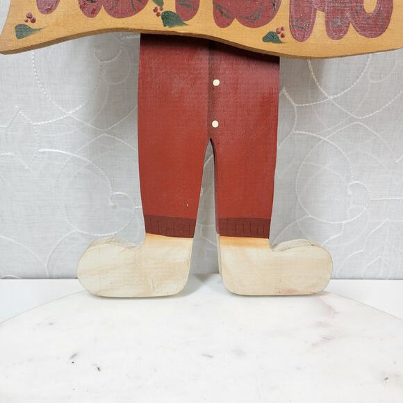 VINTAGE Bunny Santa Claus Ornament 15" HO HO HO Handmade Folk‎ Art Christmas - Picture 4 of 13